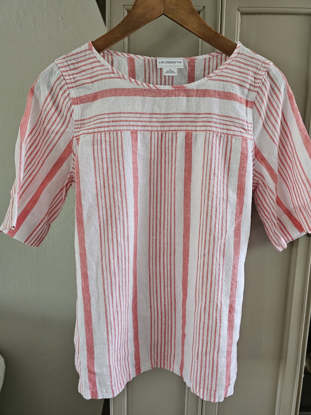 Liz Claiborne Pink & White Striped Top Womens Size Small
